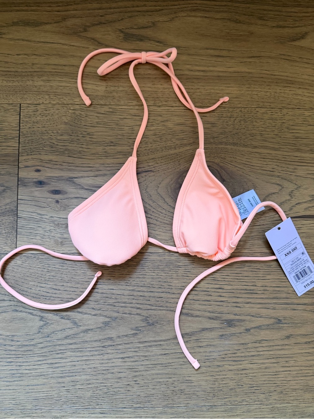 Target NWT XXS Peach pink orange coral Triangle String Bikini swimsuit Top